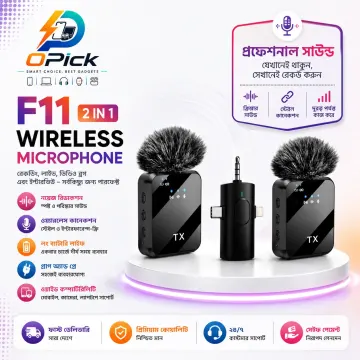 F11-2 Mini Wireless Clip Microphone with HD Voice Recording & Smart Noise Cancellation