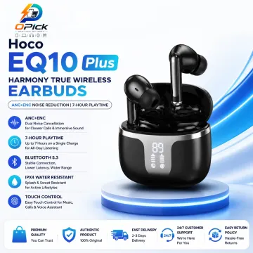 Hoco EQ10 PLUS Wireless Bluetooth Earbuds with Premium Bass, Smart Touch Control & Fast Auto Pairing