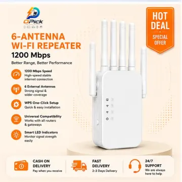 1200Mbps 6-Antenna Dual Band Wi-Fi Range Extender with High-Speed Wireless Signal Booster