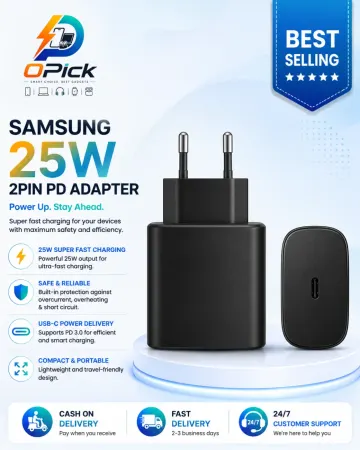 Samsung 25W USB-C Power Adapter (2-Pin) Super Fast Wall Charger with Intelligent Safety Protection