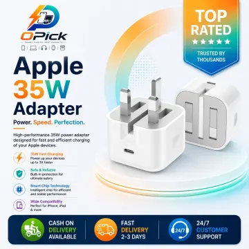 Apple 35W Dual USB-C Power Adapter (3-Pin) Fast Charging Wall Charger for Apple Devices & USB-C Gadgets