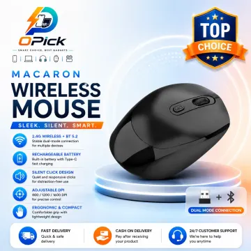 Macaron Rechargeable Dual Connection Mouse with Bluetooth, 2.4G Wireless & Smooth Everyday Control