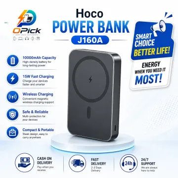 Hoco J160A 10000mAh Portable Magnetic Power Bank with 20W Fast Charging & 15W Wireless Charging Technology