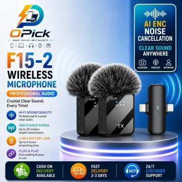 F15-2 Dual Wireless Lavalier Microphone with Smart Noise Cancellation & HD Voice Recording