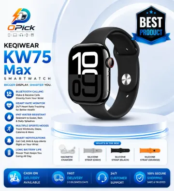 KEQIWEAR KW75 Max Smart Watch | Bluetooth Calling | 3 Premium Straps | Wireless Charging