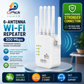 300Mbps 6-Antenna Wireless Wi-Fi Extender Long-Range Internet Signal Booster