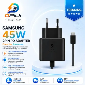 Samsung 45W Super Fast Charging 2-Pin USB-C Power Adapter with PD 3.0 Support